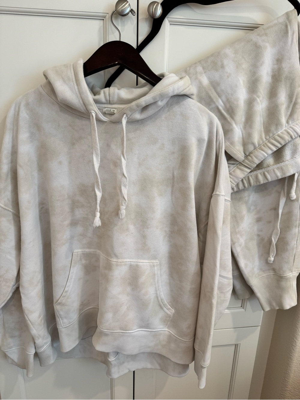 Aerie distressed Tie-Dye Hoodie & Jogger Set in Cream